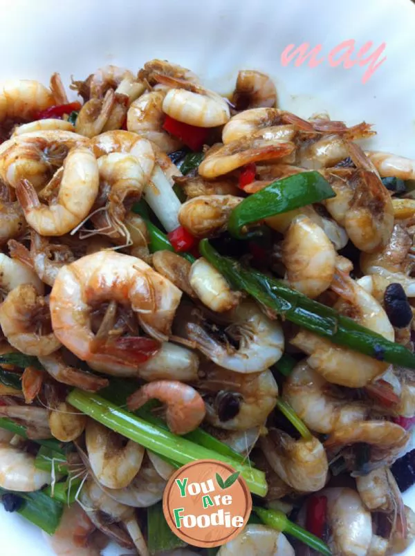 Braised sea shrimp with Scallion