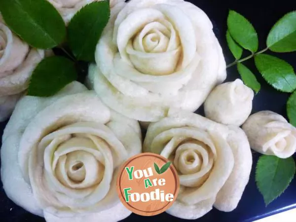 White rose - coconut flavored rose steamed bread