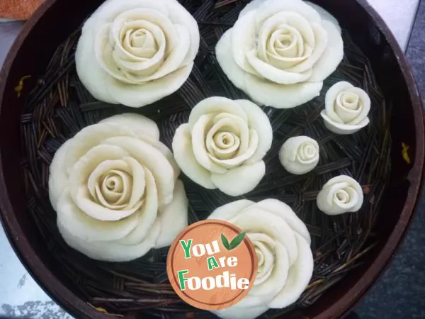 White rose - coconut flavored rose steamed bread