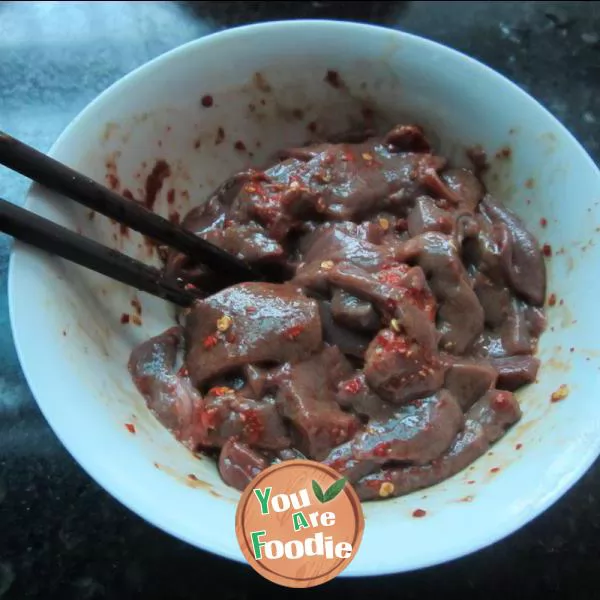 Fried pork liver with pickled pepper and celery