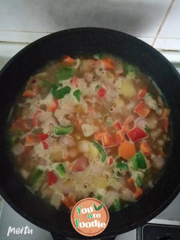 Curry chicken leg and potato rice