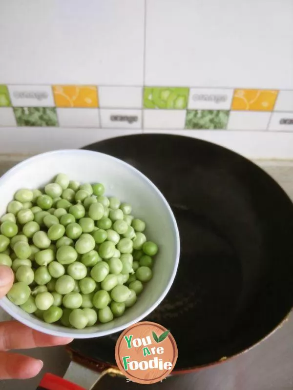 Salmon and diced peas