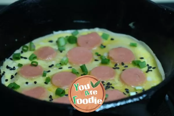 Egg ham sausage cake