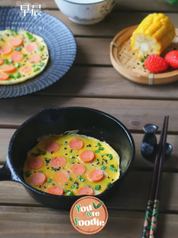 Egg ham sausage cake