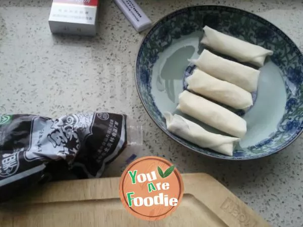 Home made bean paste spring rolls