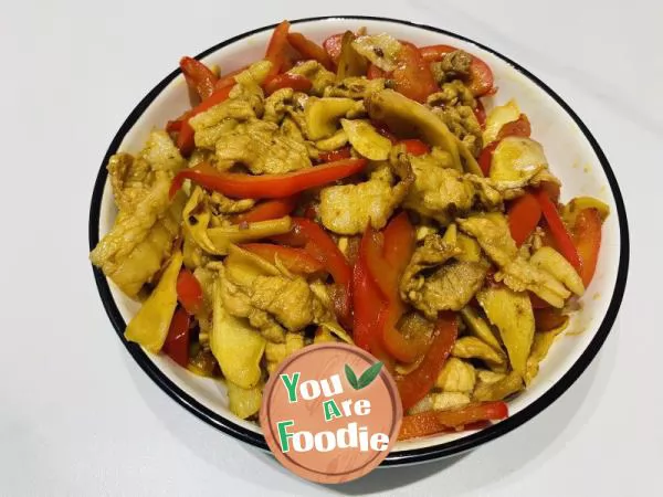 Sweet pepper, ginger stir fried meat