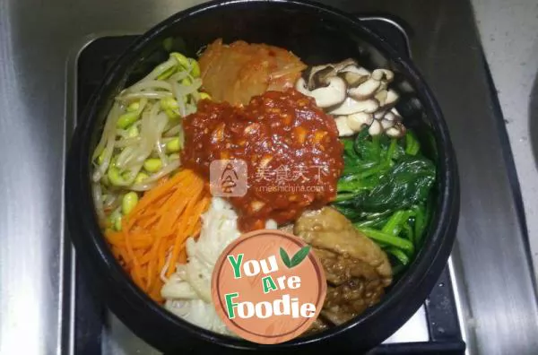 Korean style stone pot bibimbap