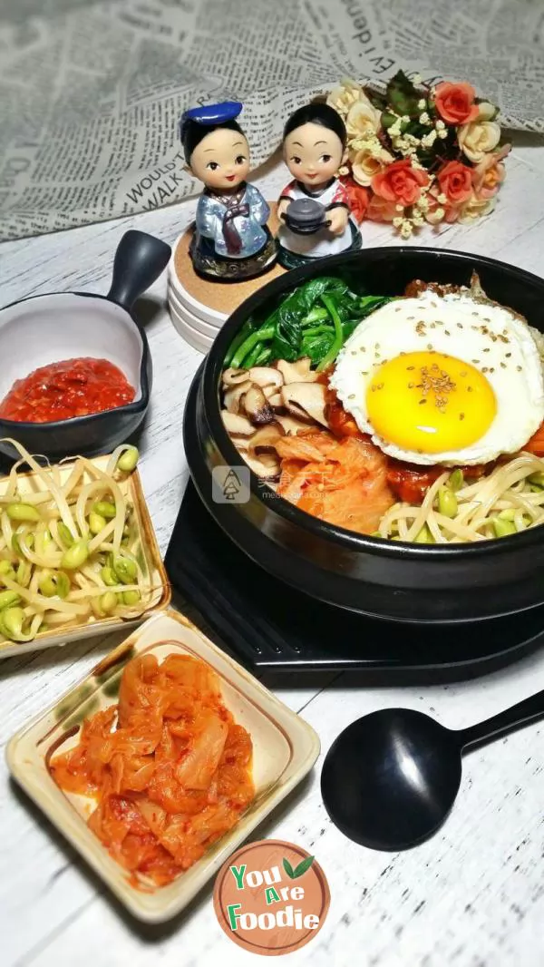 Korean style stone pot bibimbap