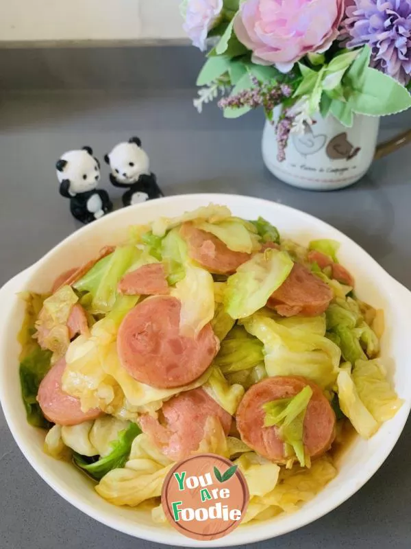 Hand shredded cabbage with ham