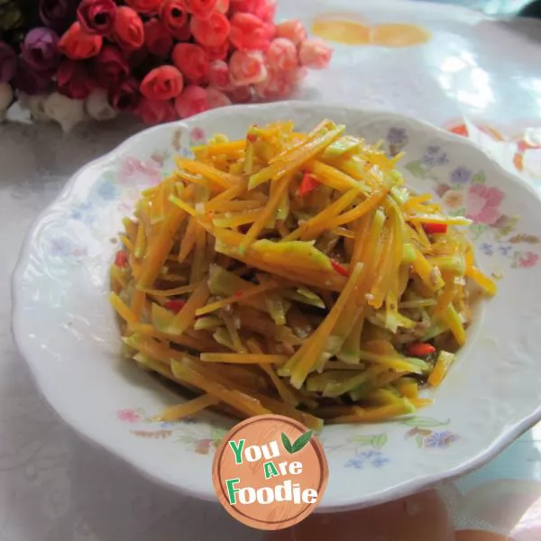 Fried minced pork with shredded pumpkin