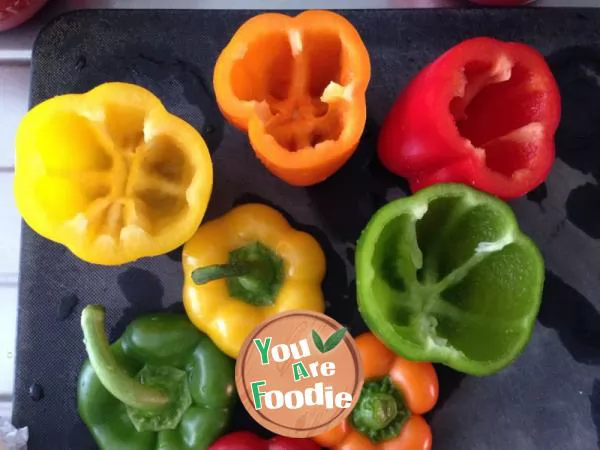 Fresh vegetables filled with colored peppers