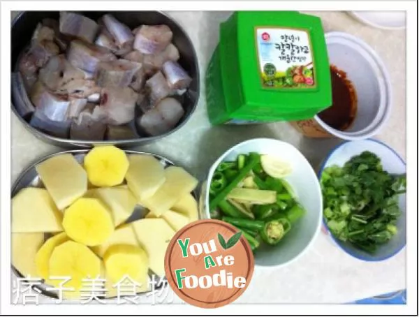 Korean style braised potato with cod