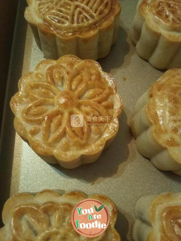 Cantonese moon cakes with various sunken materials