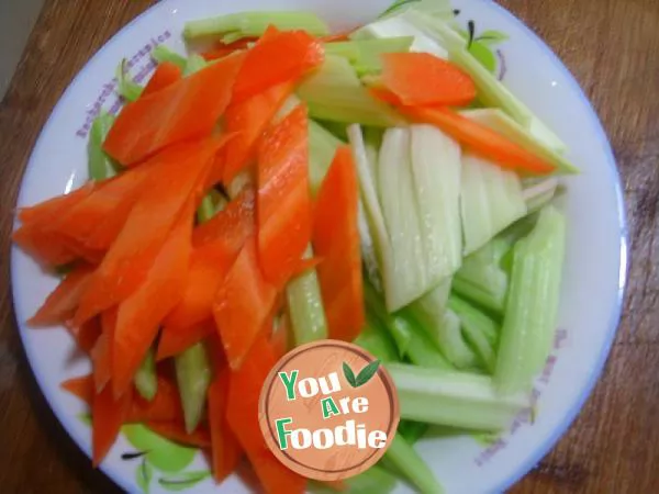 Stir fried beancurd with celery