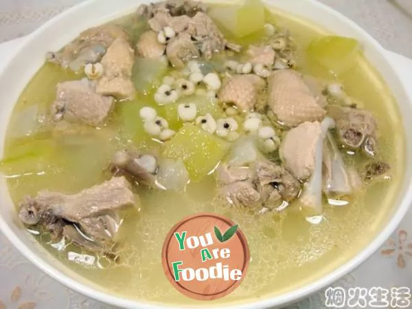 Winter melon and job's tears duck soup -- the soup is delicious and suitable for all ages