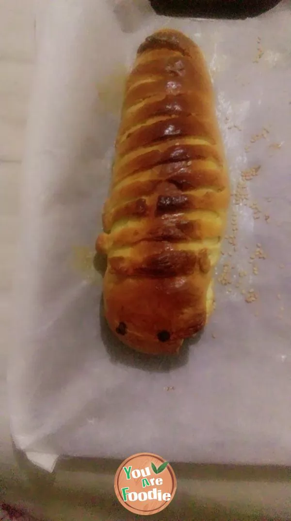 Coconut caterpillar bread