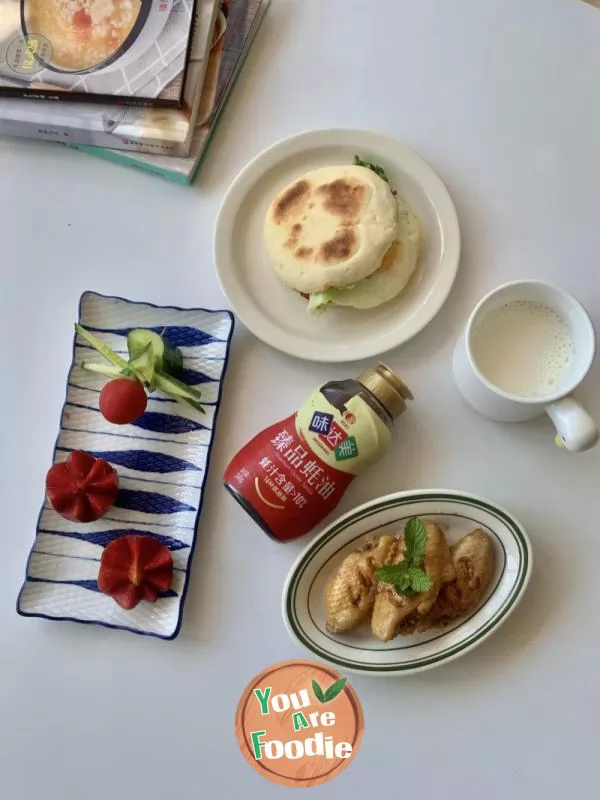 Sunshine breakfast - some chicken wings in oyster sauce