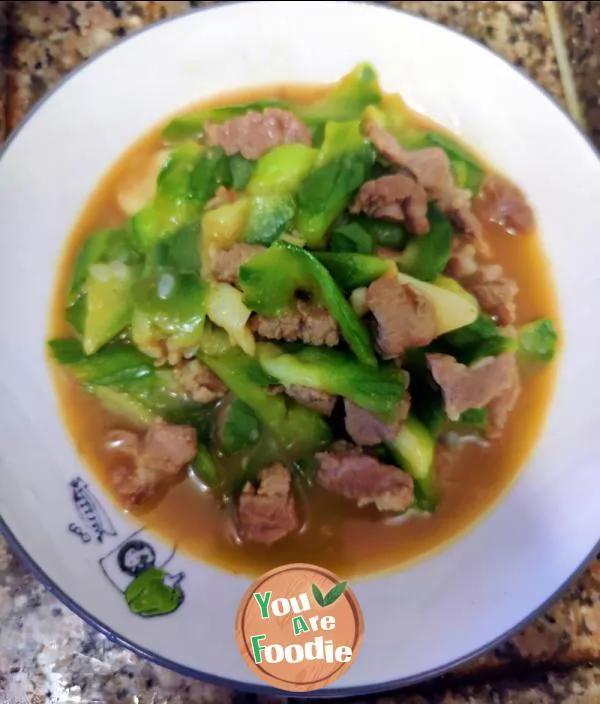 Fried pork with towel gourd