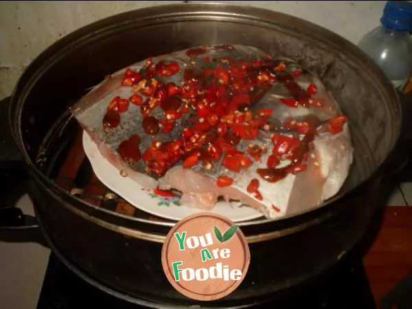 Steamed Fish Head with Diced Hot Red Peppers