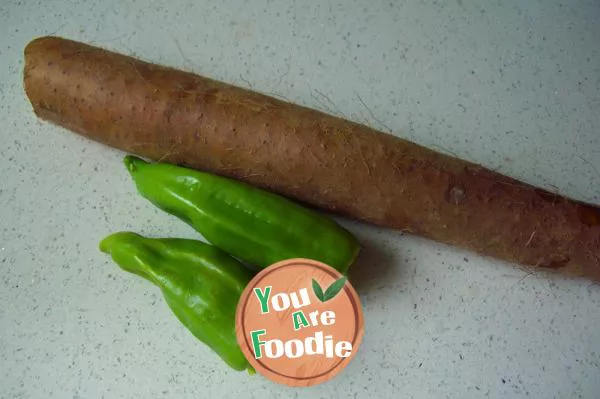 Fried yam with green pepper