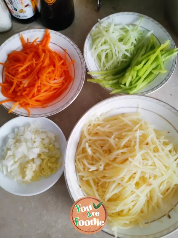 Colorful shredded potato