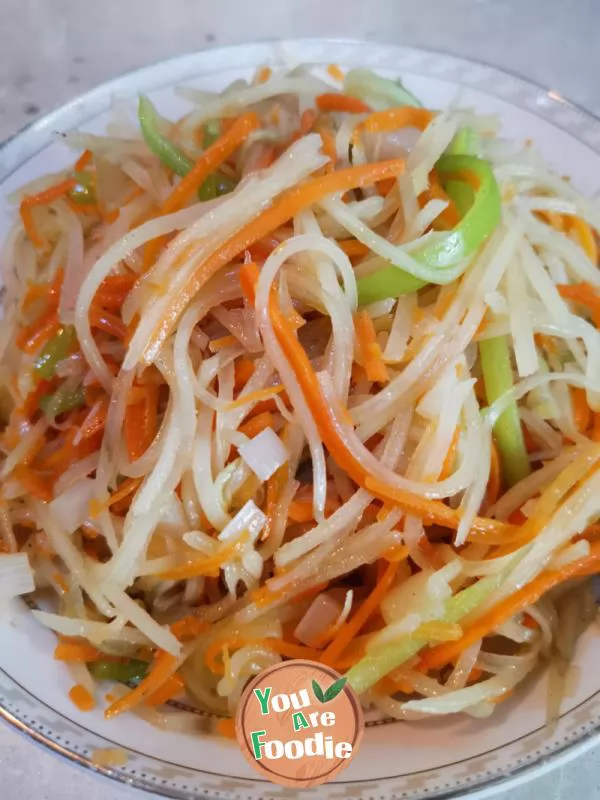 Colorful shredded potato