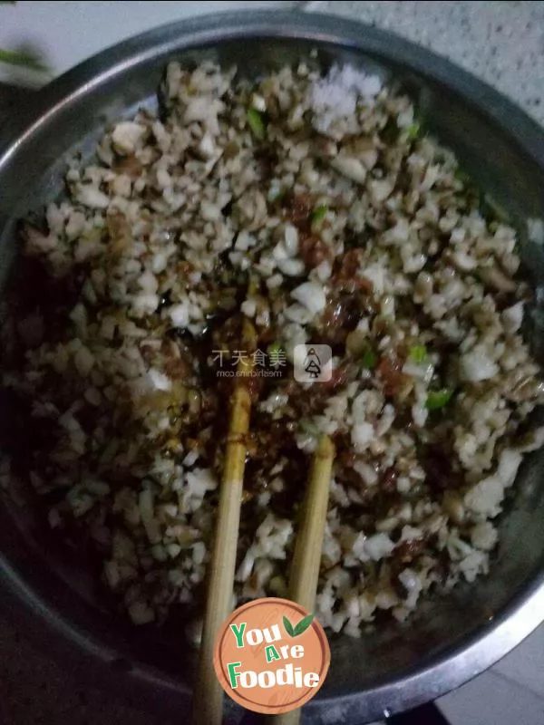 Steamed egg with minced meat and mushroom