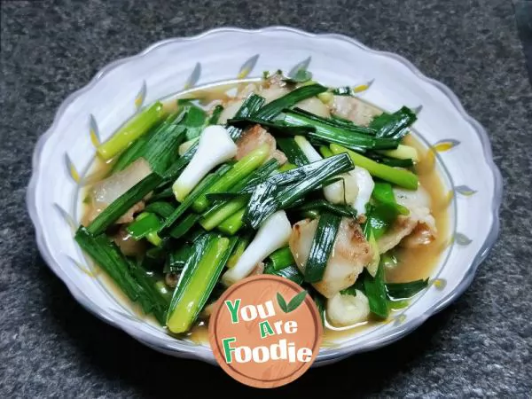 Stir fried Pork with Garlic Shoots