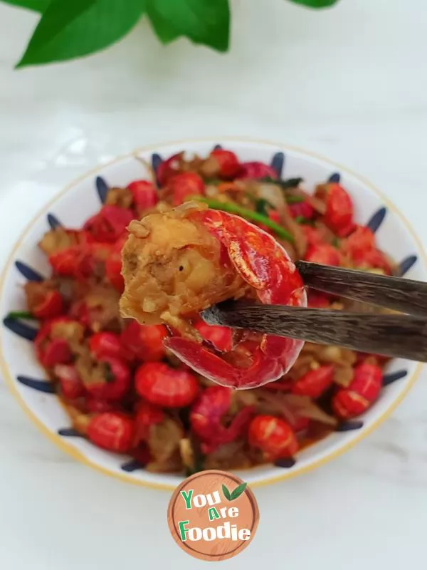 Fried shrimp tail with wine and rice