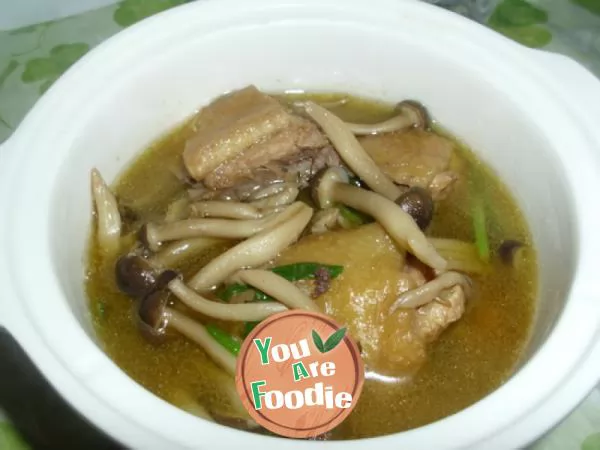 Stewed chicken leg with mushrooms