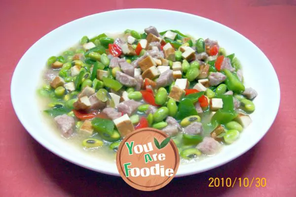 [seasonal wine and vegetables] - fried diced meat with dried soybeans