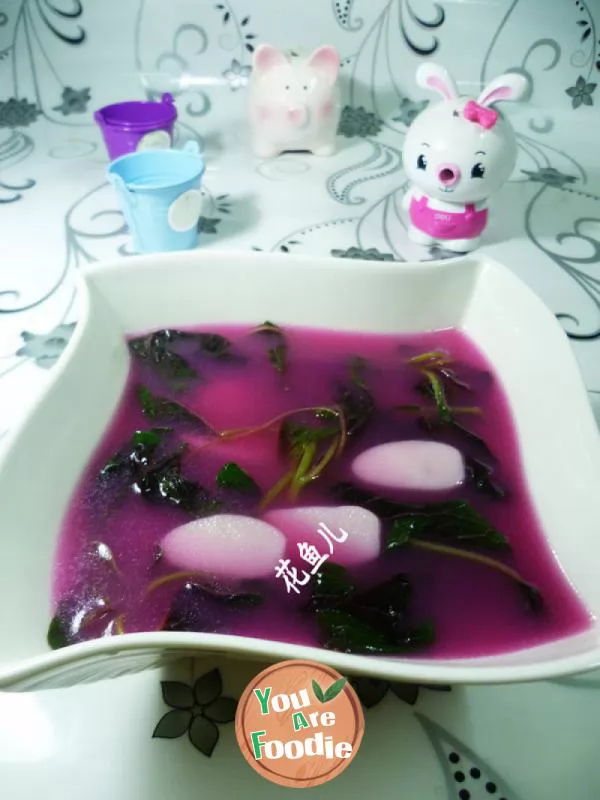 Red amaranth rice cake soup