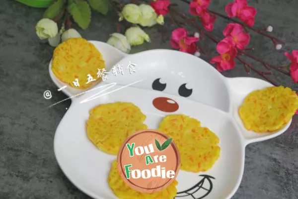 Tofu tortilla baby food supplement, carrot + corn flour + milk