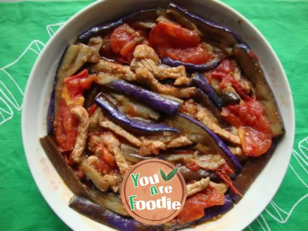 Fried shredded pork with double eggplant