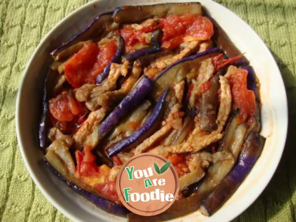 Fried shredded pork with double eggplant