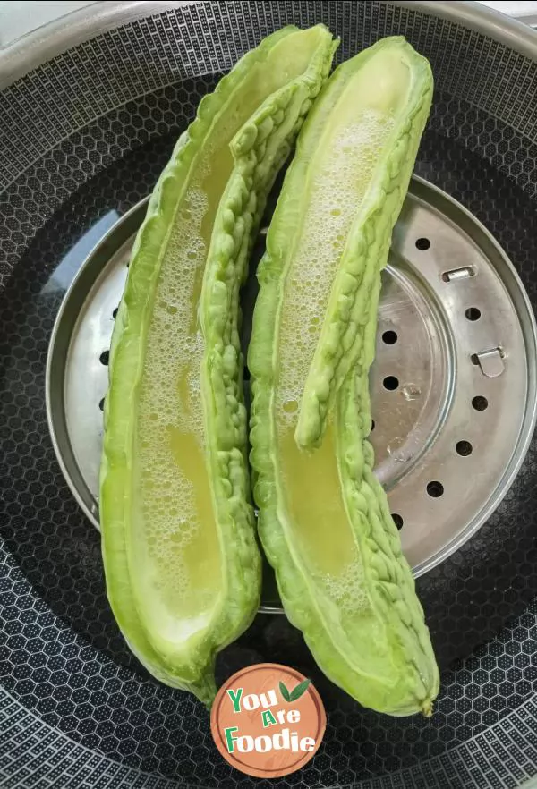 Steamed egg with bitter gourd