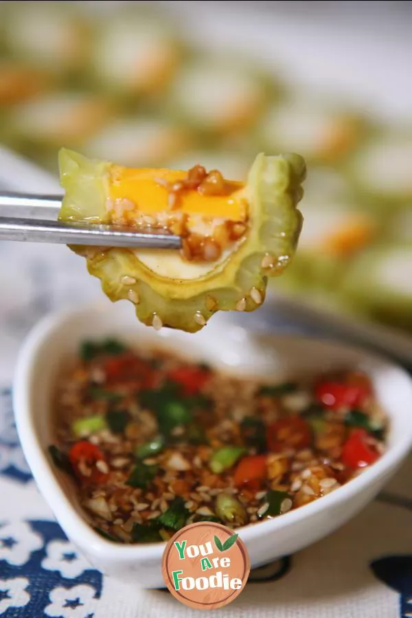 Steamed egg with bitter gourd