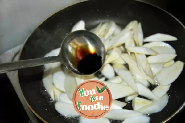 Home cooked dish in early summer - fried wild bamboo with soybean seeds