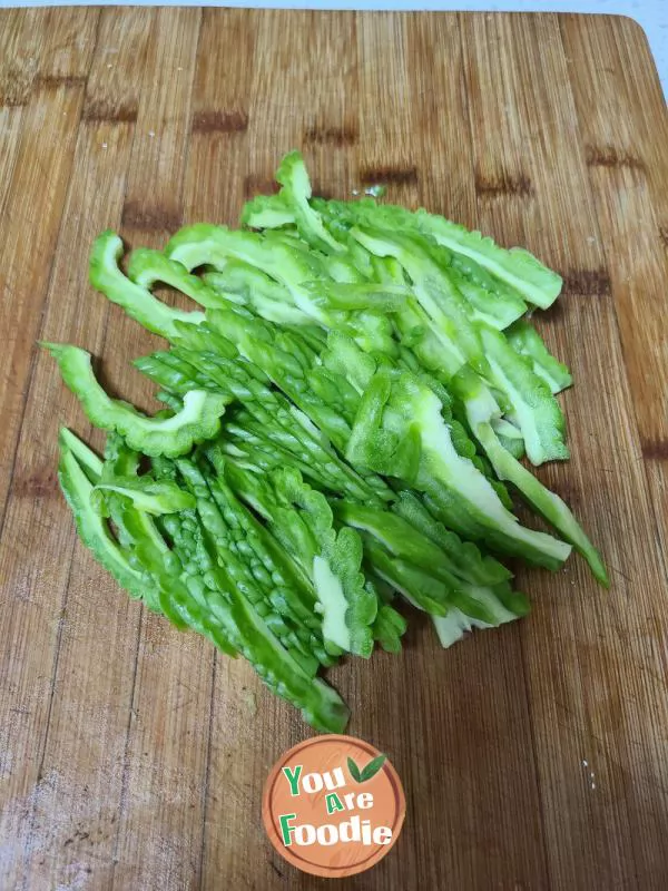 Stir fried purple eggplant with bitter melon