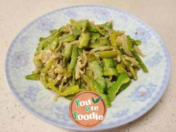 Stir fried purple eggplant with bitter melon