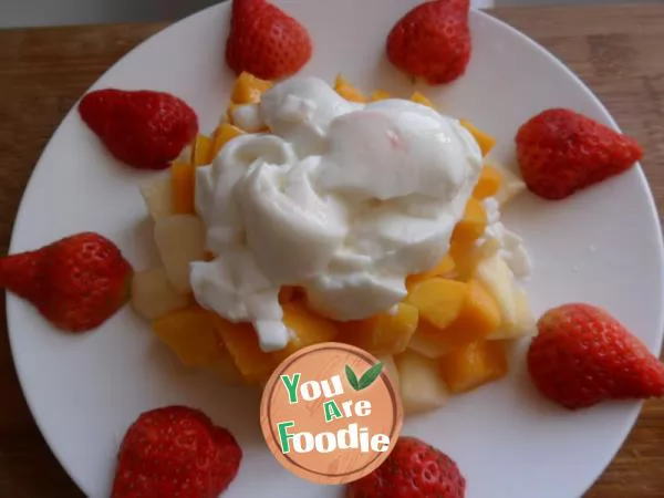 Mixed double fruit with yogurt