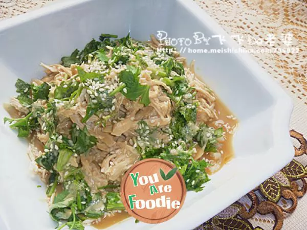 [meat food of summer cold dishes series] - jellyfish with shredded chicken in sesame sauce