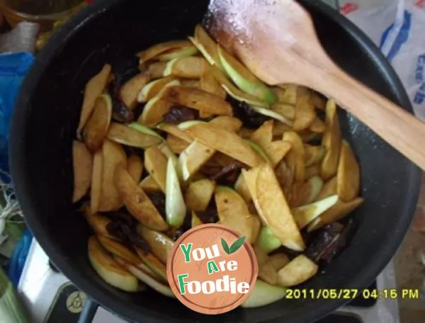 Home cooked dish fried water bamboo