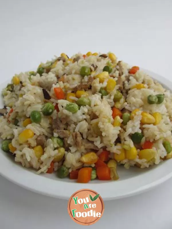 Multicolored fried rice