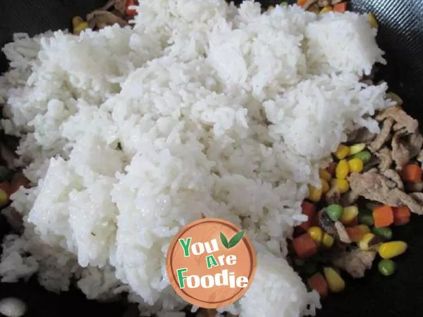 Multicolored fried rice