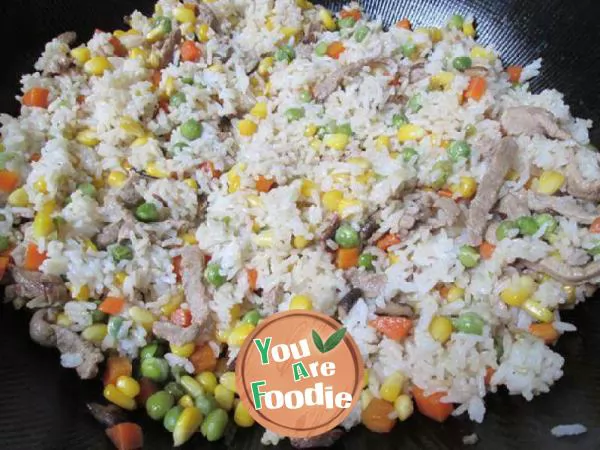 Multicolored fried rice