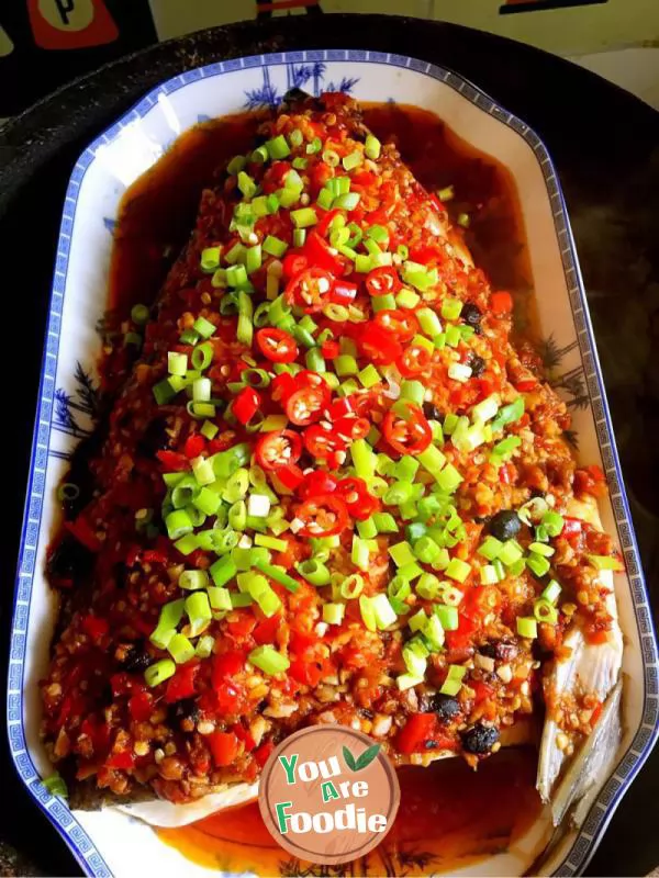 Steamed Fish Head with Diced Hot Red Peppers