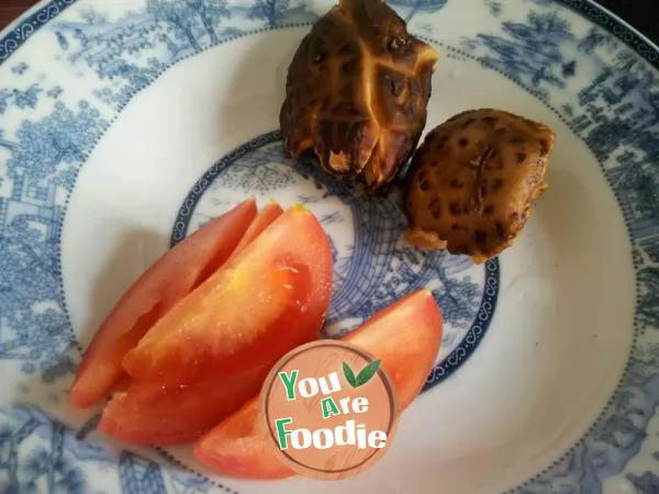 Stewed in one pot (stewed cabbage with mushroom, tomato and radish)