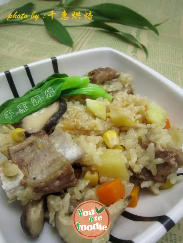 Stewed-rice-with-spareribs---one-click-in-rice-cooker