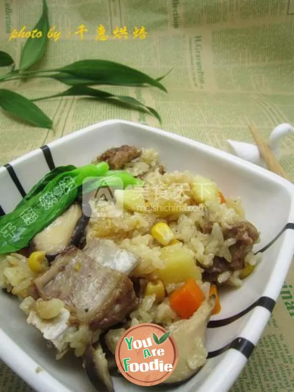 Stewed rice with spareribs - one click in rice cooker